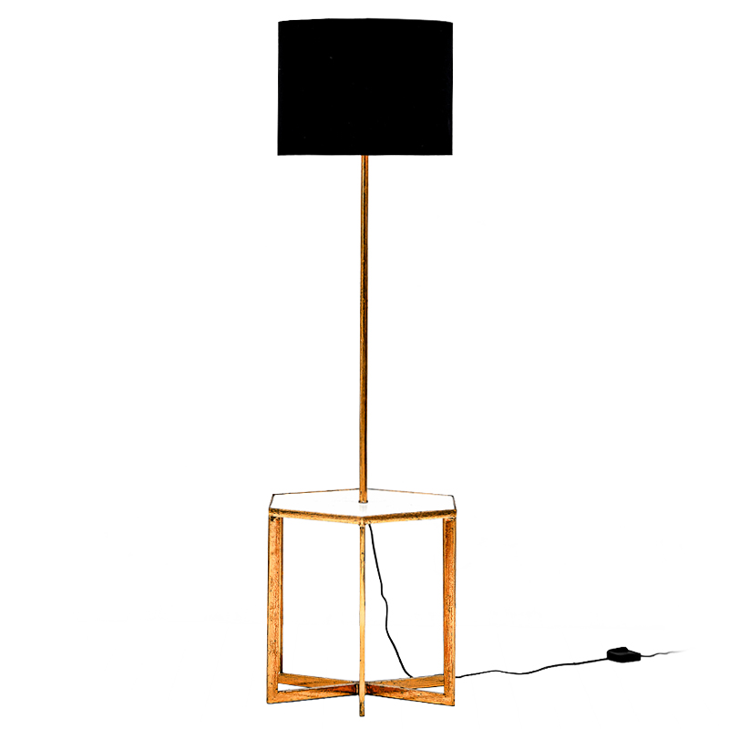 Напольная лампа Steno Floor lamp Белый Черный Винтажное глянцевое золото с состаренным эффектом в Екатеринбурге | Loft Concept 