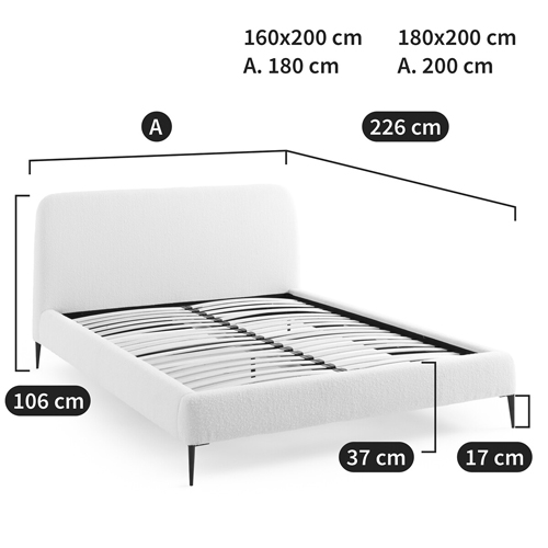 Кровать с обивкой букле Wanda Boucle Bed в Екатеринбурге