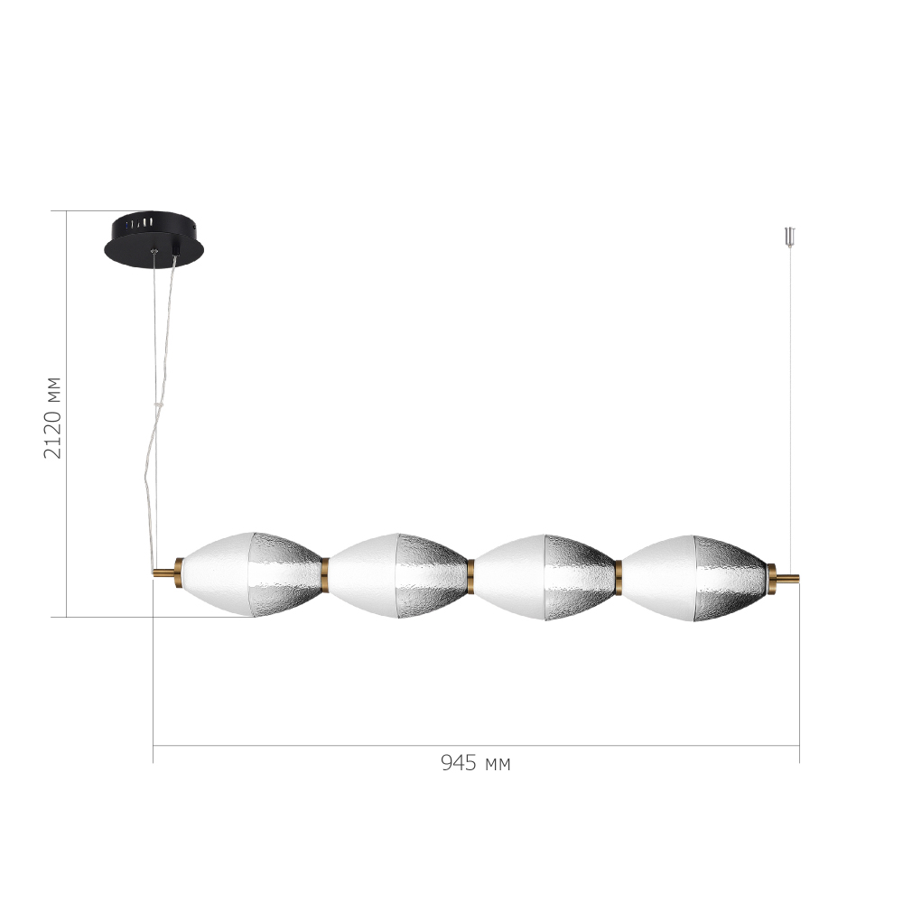 Подвесной светильник линейный в сочетании двух разных фактур стекла Enchanting в Екатеринбурге