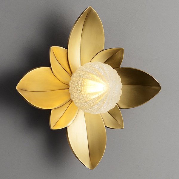 LOTUS Wall Lamp II Бра форме листьев лотоса Белый Латунь в Екатеринбурге | Loft Concept 