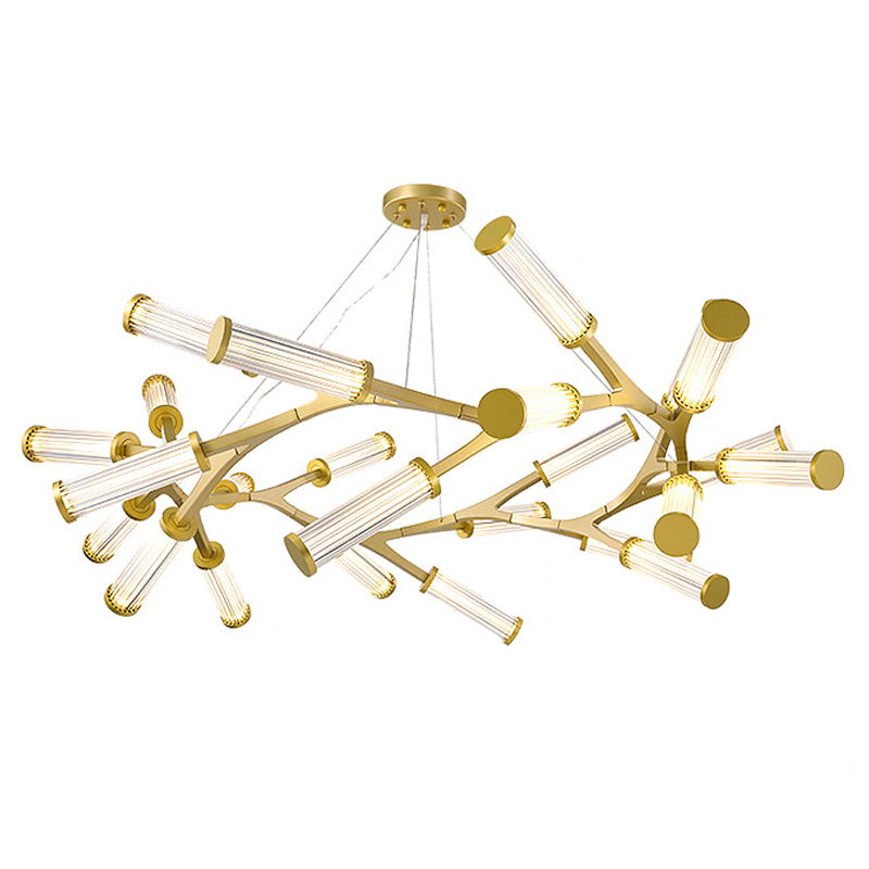 Люстра Cylinder Branches Chandelier Ring Gold Золотой Прозрачный в Екатеринбурге | Loft Concept 