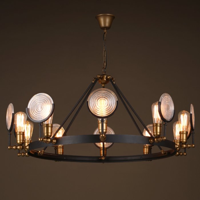 Люстра GASLIGHT LENS Chandelier 10 Черный в Екатеринбурге | Loft Concept 