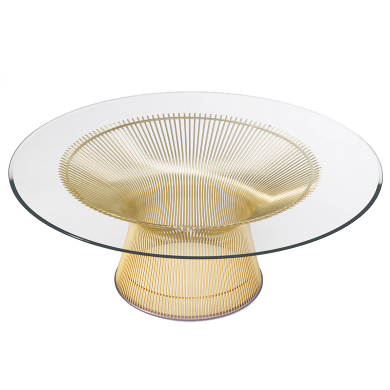 Стол Platner Coffee Gold Глянцевое золото Прозрачное Стекло в Екатеринбурге | Loft Concept 