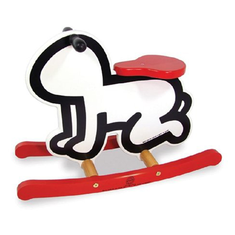 Детская деревянная качалка VILAC KEITH HARING ROCKER BABY TOY-WHITE Красный Черный Белый в Екатеринбурге | Loft Concept 