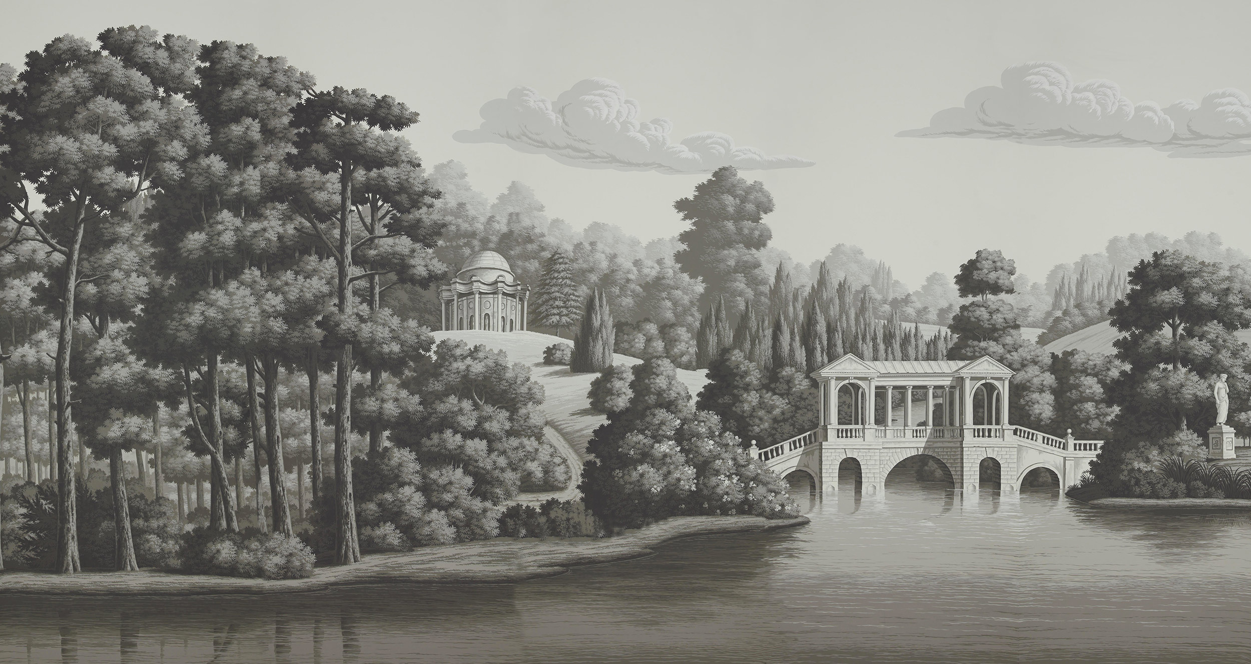 Обои ручная роспись English Landscape Eau Forte on scenic paper Обои ручная роспись English Landscape Eau Forte on scenic paper - постер Loft-Concept в Екатеринбурге