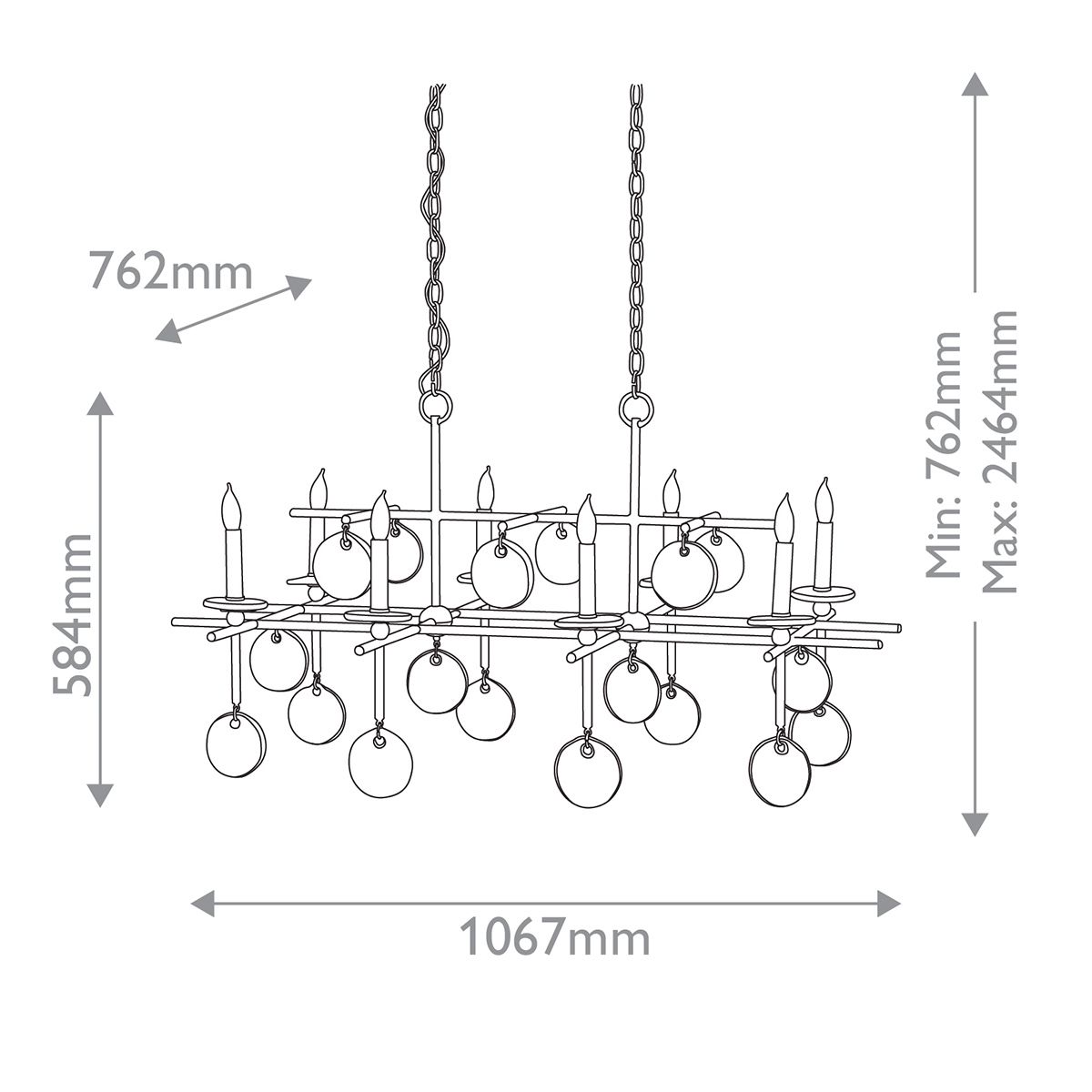 Люстра подвесная с 8-ю лампами и стеклянными круглыми подвесками Currey & Company в Екатеринбурге