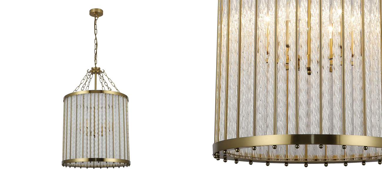 Люстра с плафоном из стеклянных закрученных трубочек Revolve D45 см - фото