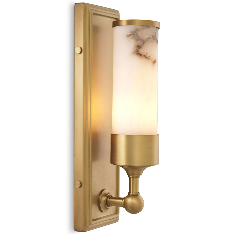 Бра Eichholtz Wall Lamp Valentine Alabaster Бежевый Белый Мрамор Bianco Латунь в Екатеринбурге | Loft Concept 