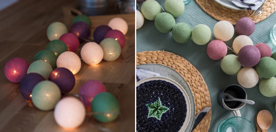 Гирлянда хлопковые фонарики Сotton Ball Forest Fruit - Loft-Concept в Екатеринбурге