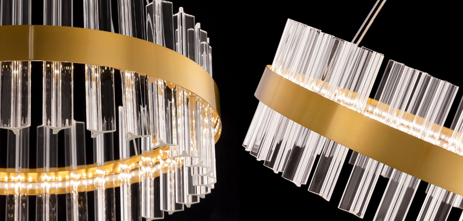 Круглая Люстра Кольцо Хрусталь диаметр 80 см RING Saturno Not Baroncelli Brass  - фото №2