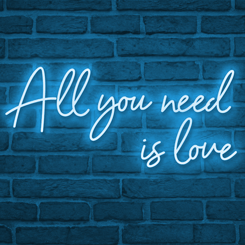 Неоновая настенная лампа All You Need is Love Neon Wall Lamp Синий Синий Прозрачный в Екатеринбурге | Loft Concept 