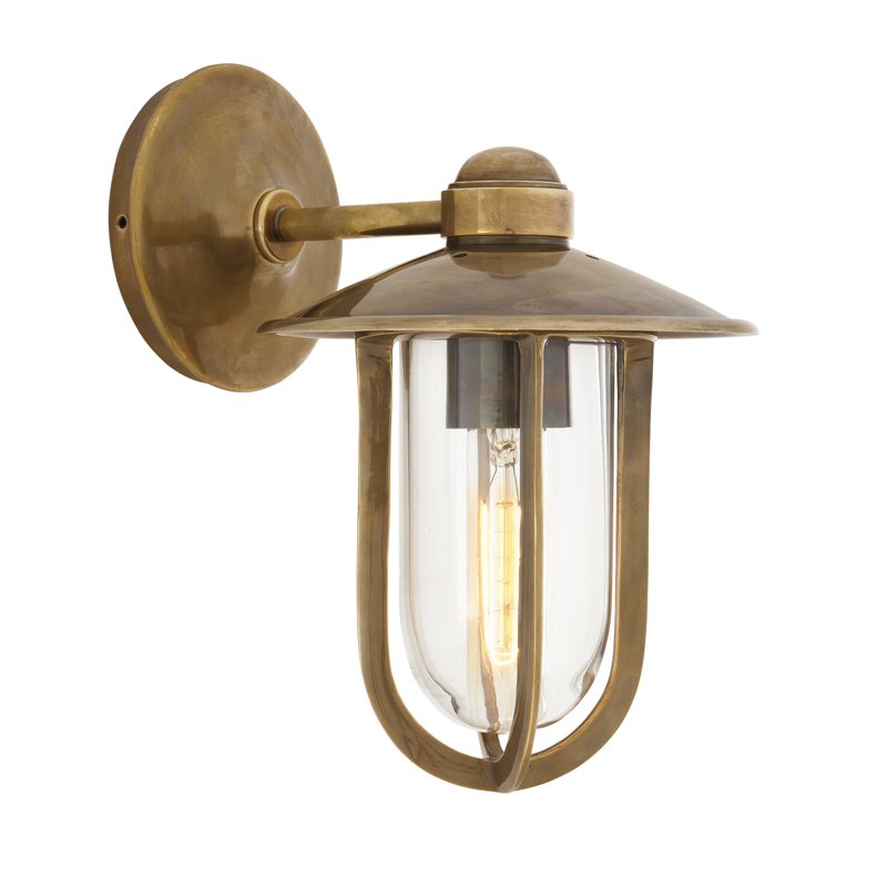 Бра Eichholtz Wall Lamp Seg Harbour Brass Латунь Античная полированная Прозрачное Стекло в Екатеринбурге | Loft Concept 