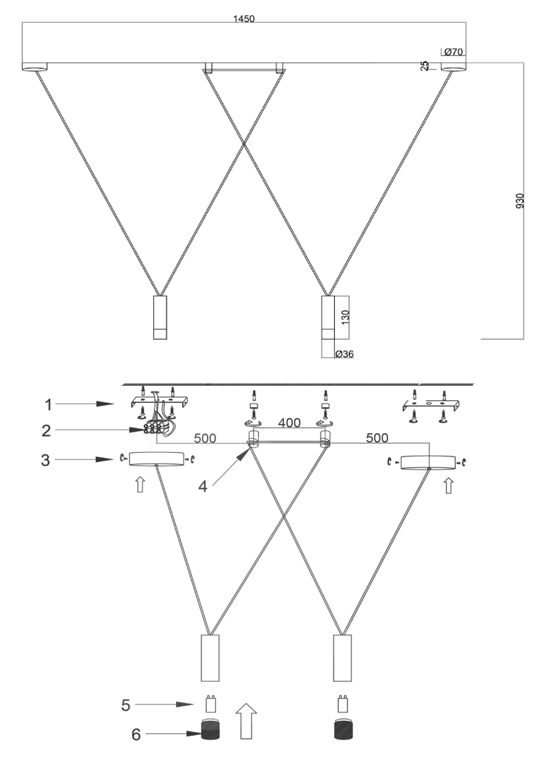 Wireflow LED White Suspension lam 2 патрона в Екатеринбурге