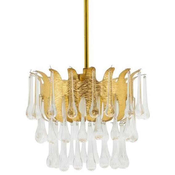 Люстра Ernst Palme Glass and Gilded Brass Chandelier Золотой в Екатеринбурге | Loft Concept 