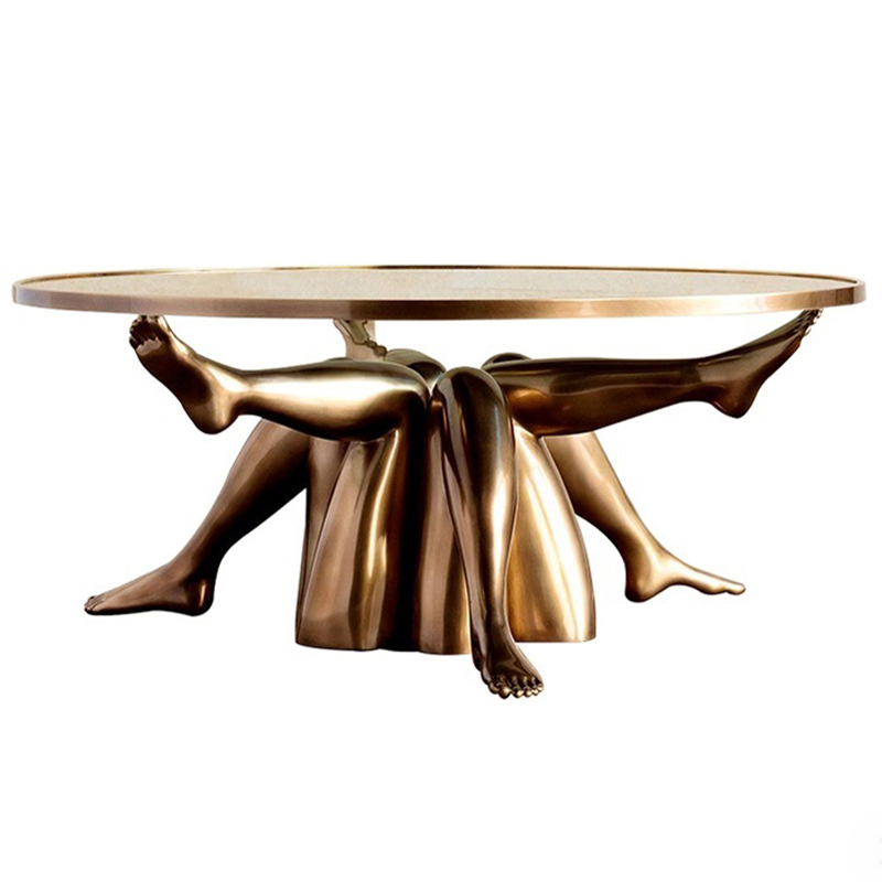 Журнальный стол дизайн Kelly Wearstler Superluxe Isadora Table Латунь Прозрачное Стекло в Екатеринбурге | Loft Concept 