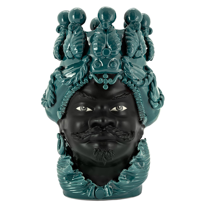 Ваза VASE MORO BIG MAN SIMPLY MAT dark turquoise Черный Бирюзовый в Екатеринбурге | Loft Concept 