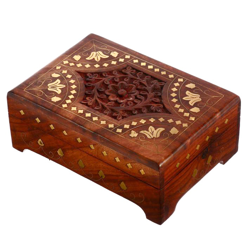 Шкатулка Fulari Indian Inlay Box Коричневый в Екатеринбурге | Loft Concept 