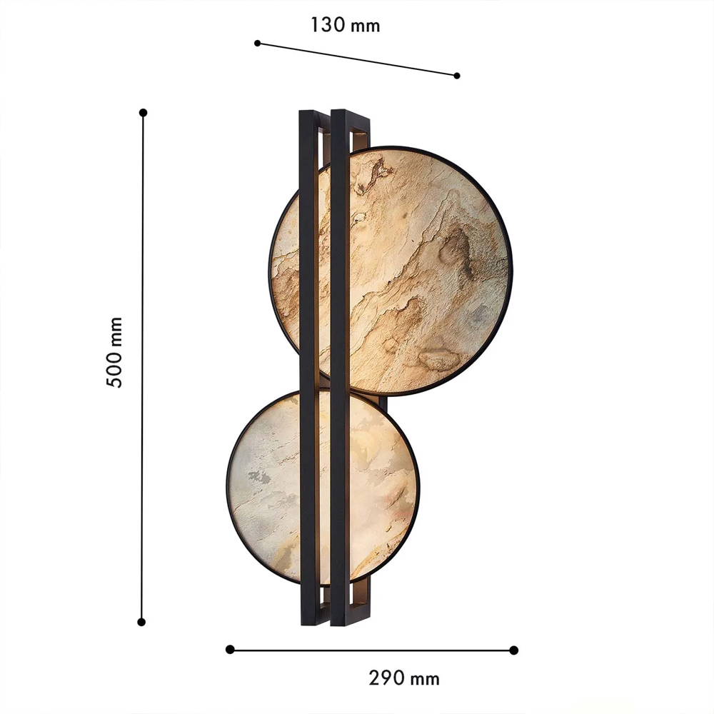 Бра из двух каменных дисков в металлической раме Constellation в Екатеринбурге