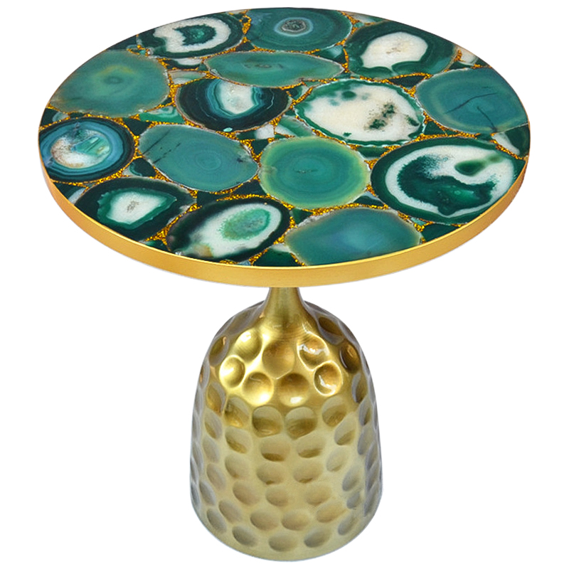 Приставной стол Cluster Surface Green Agate Side Table Зеленый Латунь Золотой в Екатеринбурге | Loft Concept 