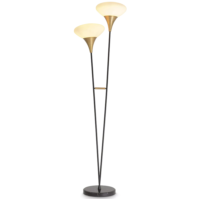 Торшер Eichholtz Floor Lamp Duco Латунь Белый Черный Черный Мрамор Nero в Екатеринбурге | Loft Concept 