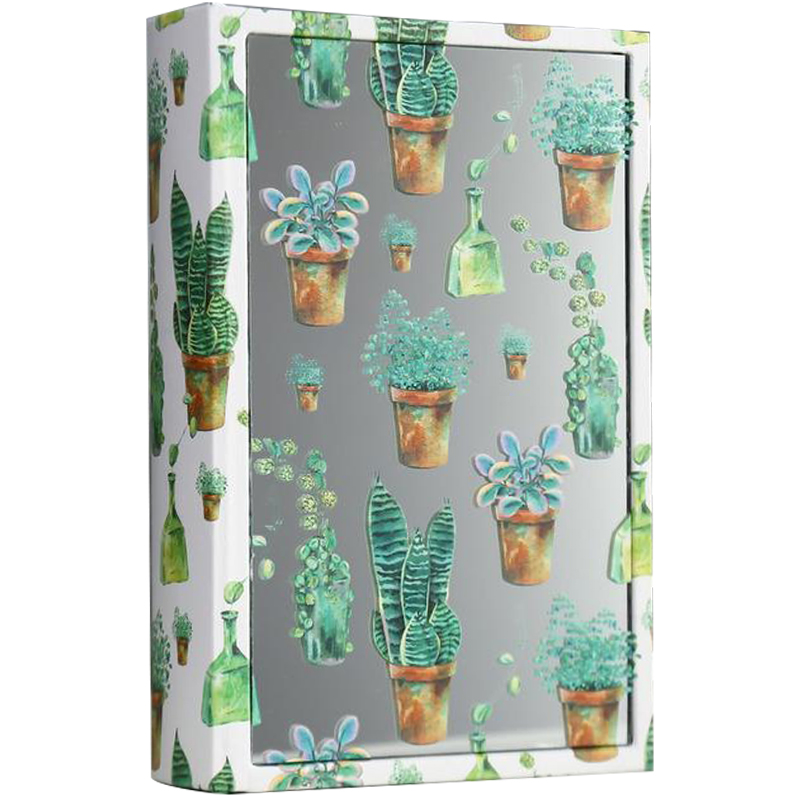 Шкатулка-книга Succulents Mirror Book Box Белый Зеленый Коричневый в Екатеринбурге | Loft Concept 