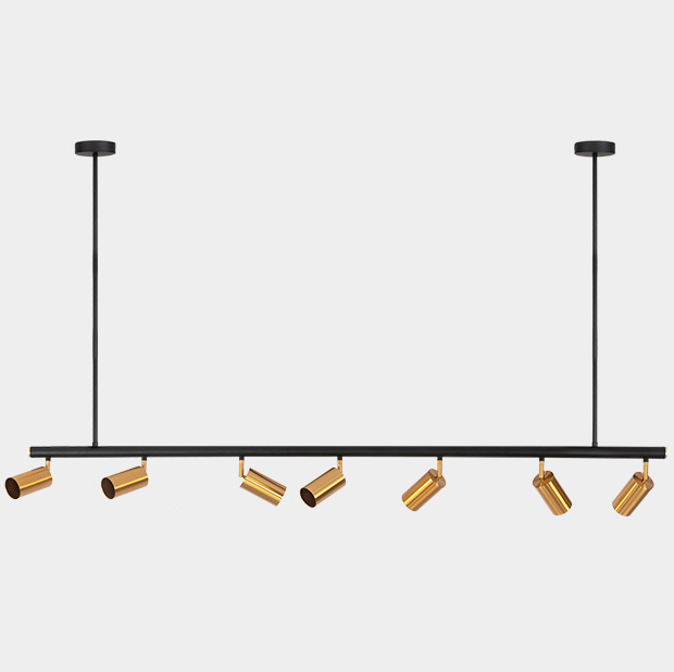 Реечный светильник с поворотными спотами LINO Латунь Черный в Екатеринбурге | Loft Concept 