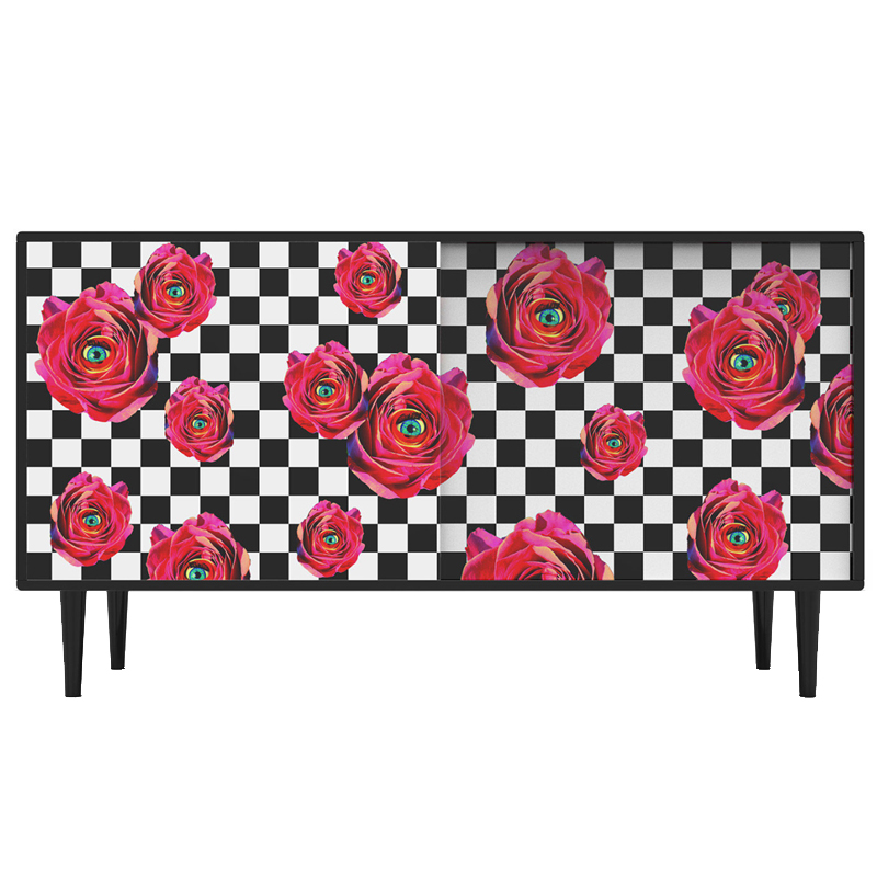 Комод Toiletpaper Roses on check Retro Furniture with a Surreal Mood  Красный в Екатеринбурге | Loft Concept 