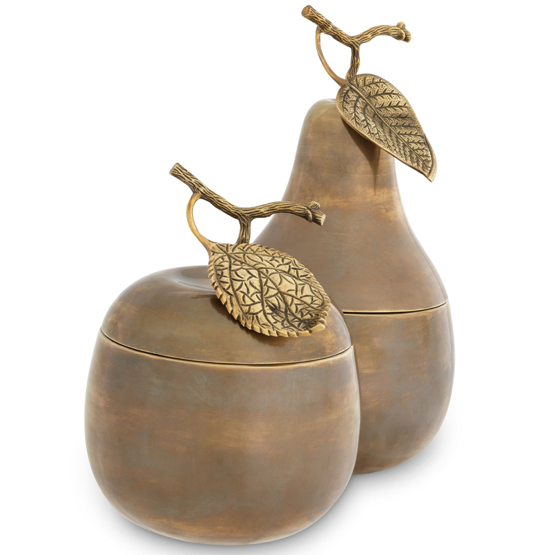 Комплект шкатулок Eichholtz Box Apple & Pear set of 2 brass Винтажная латунь в Екатеринбурге | Loft Concept 