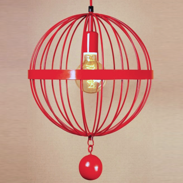 Подвесной светильник Wire Cage Pendant Spher Red Красный в Екатеринбурге | Loft Concept 