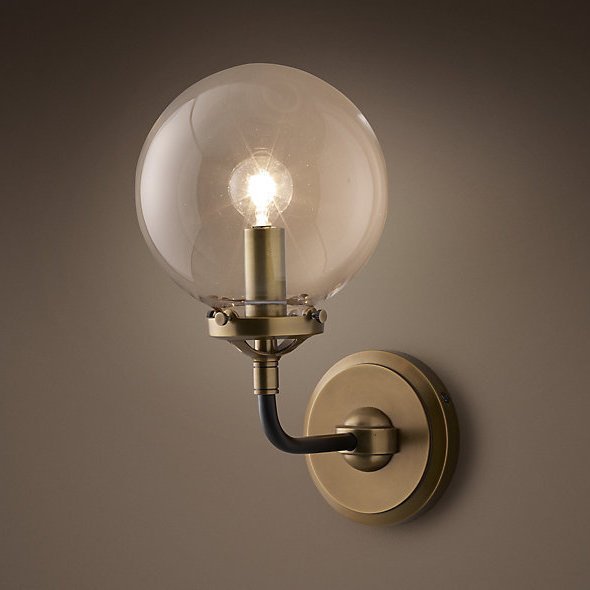 Бра Bistro Globe Clear Glass Single Sconce Brass  в Екатеринбурге | Loft Concept 