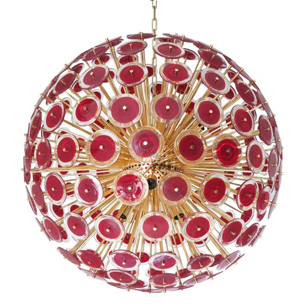 Murano Red Disco Glass Sputnik Chandelier Vistosi Красный (Red) Золотой в Екатеринбурге | Loft Concept 