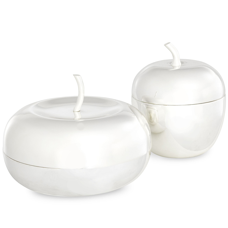 Комплект шкатулок Eichholtz Box Apple Set of 2 Silver Серебряный в Екатеринбурге | Loft Concept 