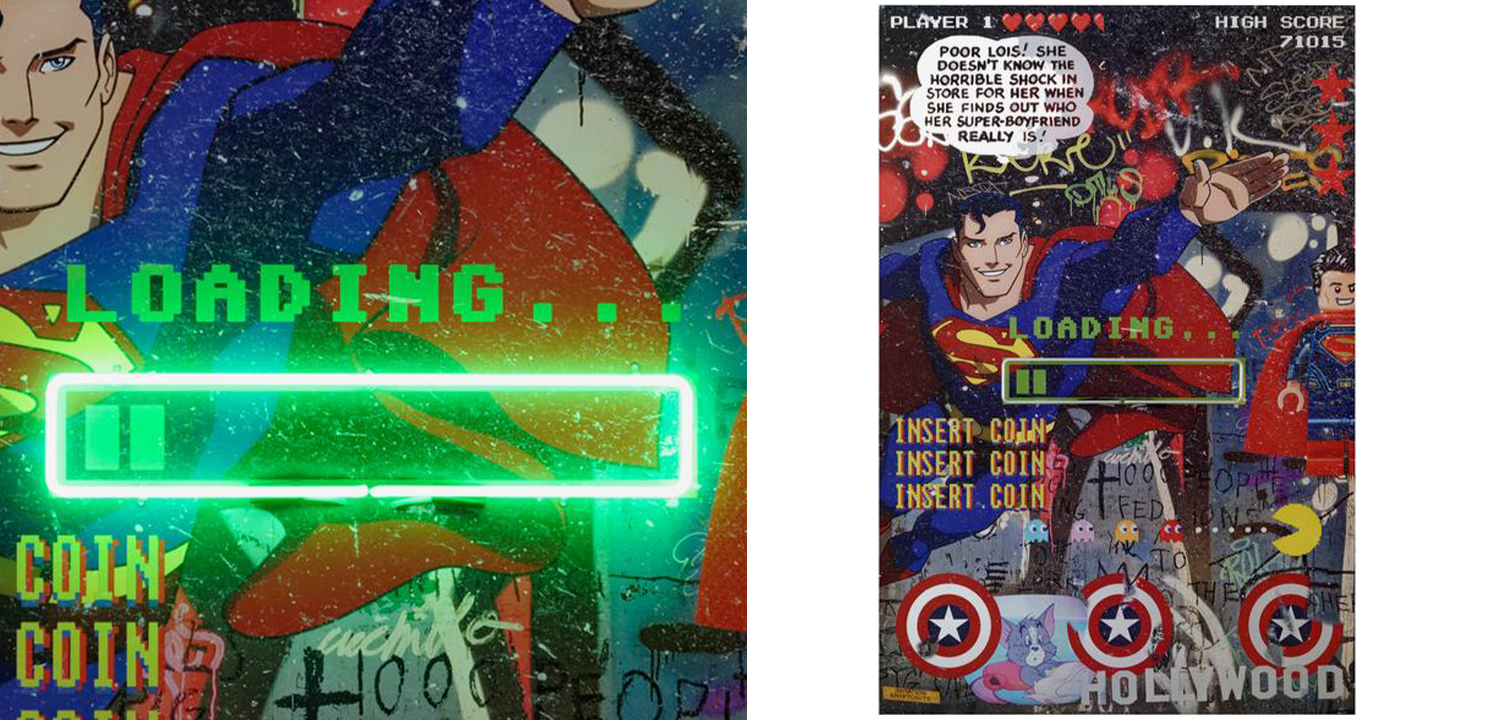 Дизайнерский Неоновый Постер Супермен Superman Loading - фото