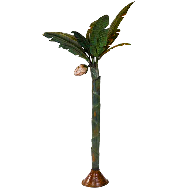 Торшер Дизайнерский Зеленый Банан Painted Metal Sculpture of Palm or Banana Tree and Flower Искусственная бурая ржавчина Зеленый в Екатеринбурге | Loft Concept 