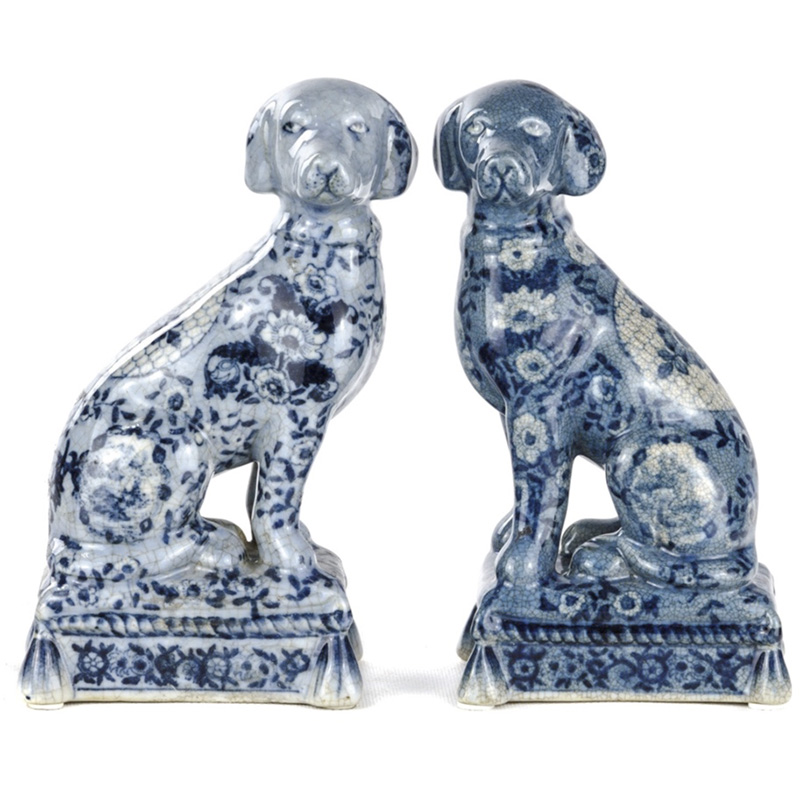 Статуэтки Oriental Blue & White Ornament Dogs набор из 2-х штук Белый Синий в Екатеринбурге | Loft Concept 