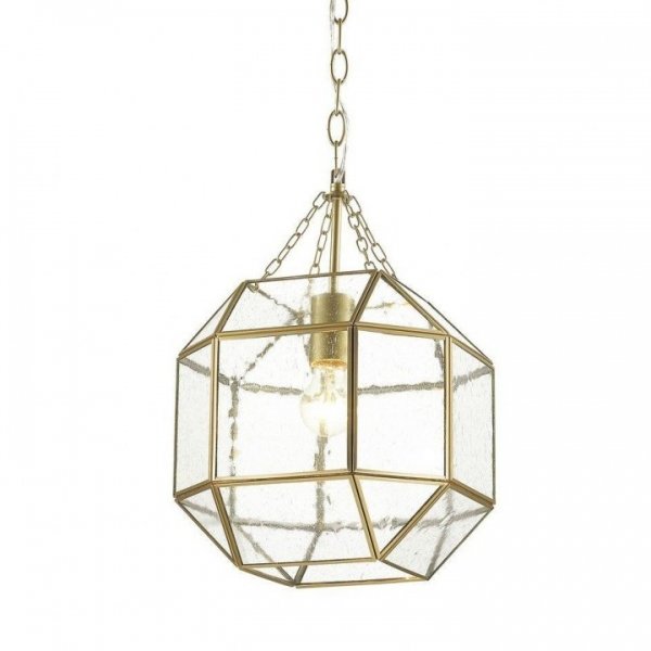 Подвесной светильник Glass & Metal Cage Pendant Gold Глянцевое золото в Екатеринбурге | Loft Concept 