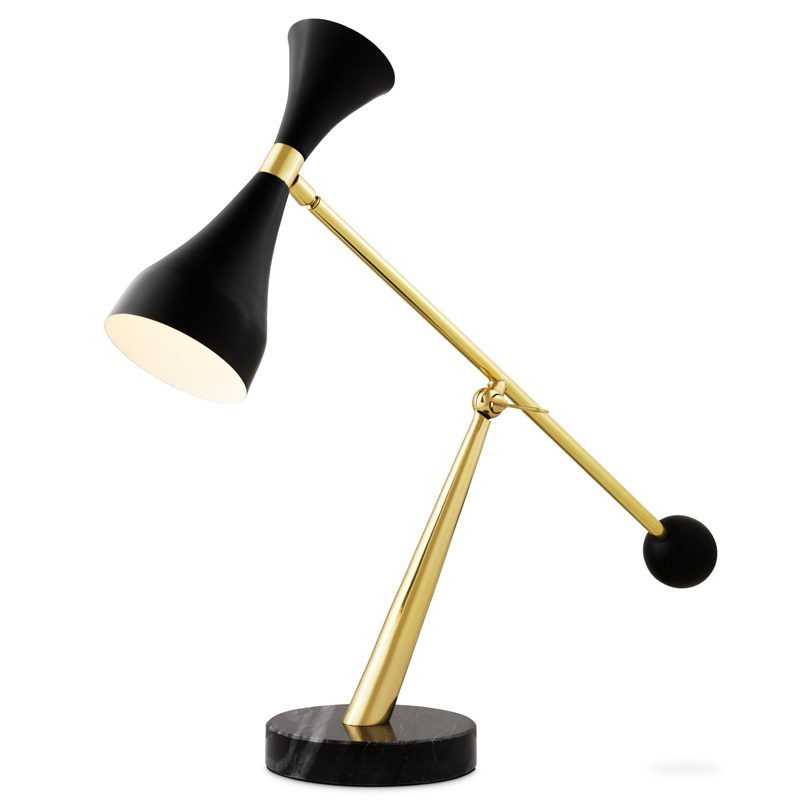 Настольная лампа Eichholtz Desk Lamp Cordero Черный Латунь Черный Мрамор Nero в Екатеринбурге | Loft Concept 