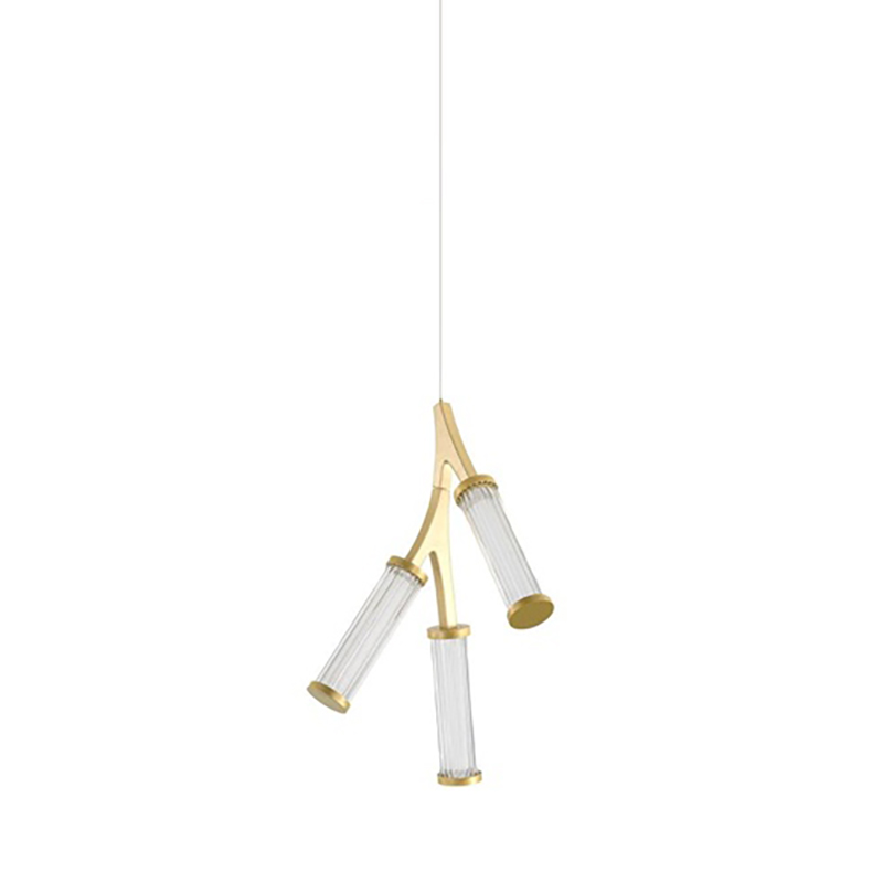 Люстра Cylinder Branches Chandelier Gold 3 Золотой Прозрачный в Екатеринбурге | Loft Concept 