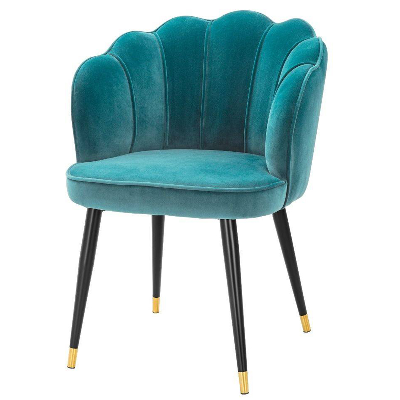 Стул Eichholtz Dining Chair Bristol sea green Бирюзовый Черный Латунь в Екатеринбурге | Loft Concept 