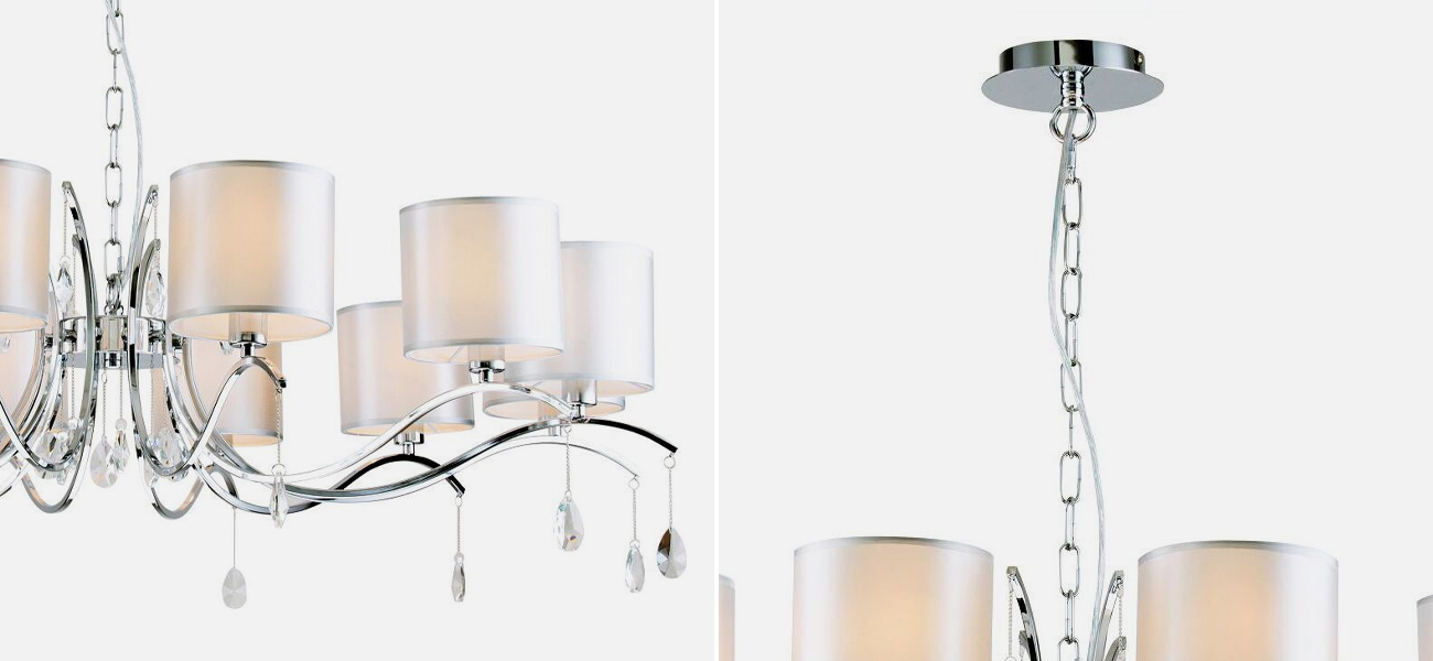 Люстра цвета хром с хрустальным декором Tendril 12 ламп - фото