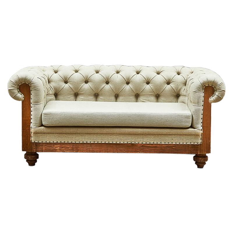 Диван Deconstructed Chesterfield Sofa double Ivory Linen ivory ( слоновая кость ) Коричневый в Екатеринбурге | Loft Concept 