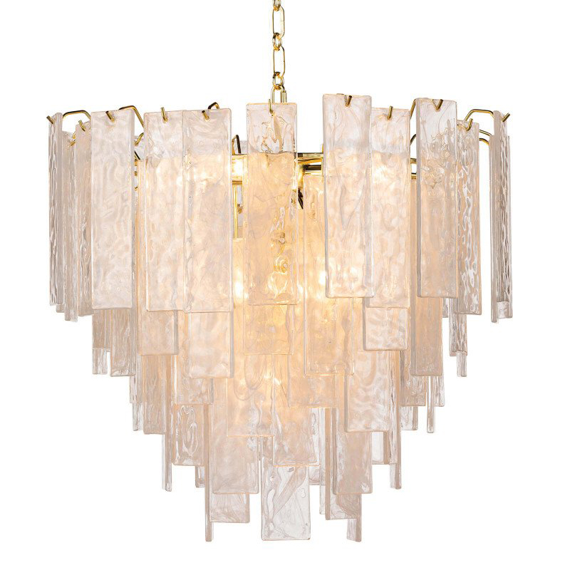 Люстра Textured Glass Chandelier Rectangular Pendants Золотой Прозрачный (Transparent) в Екатеринбурге | Loft Concept 