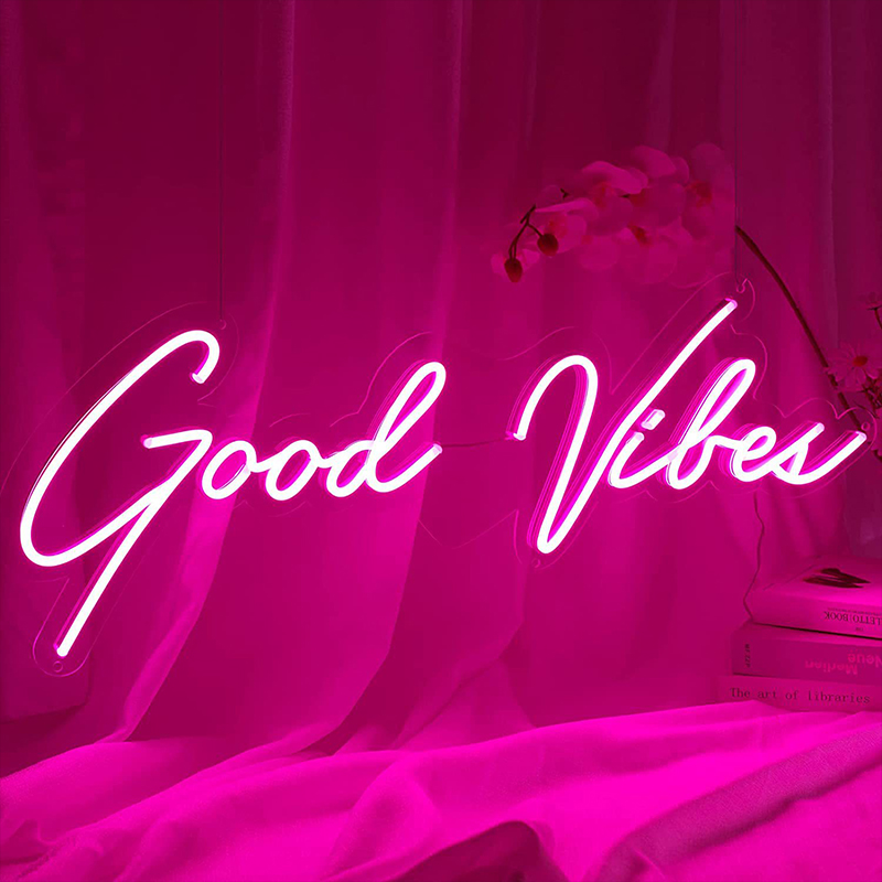 Неоновая настенная лампа Good Vibes Neon Wall Lamp Прозрачный Розовый в Екатеринбурге | Loft Concept 