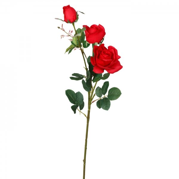 Декоративный искусственный цветок Large Branch Red Rose Зеленый Красный в Екатеринбурге | Loft Concept 