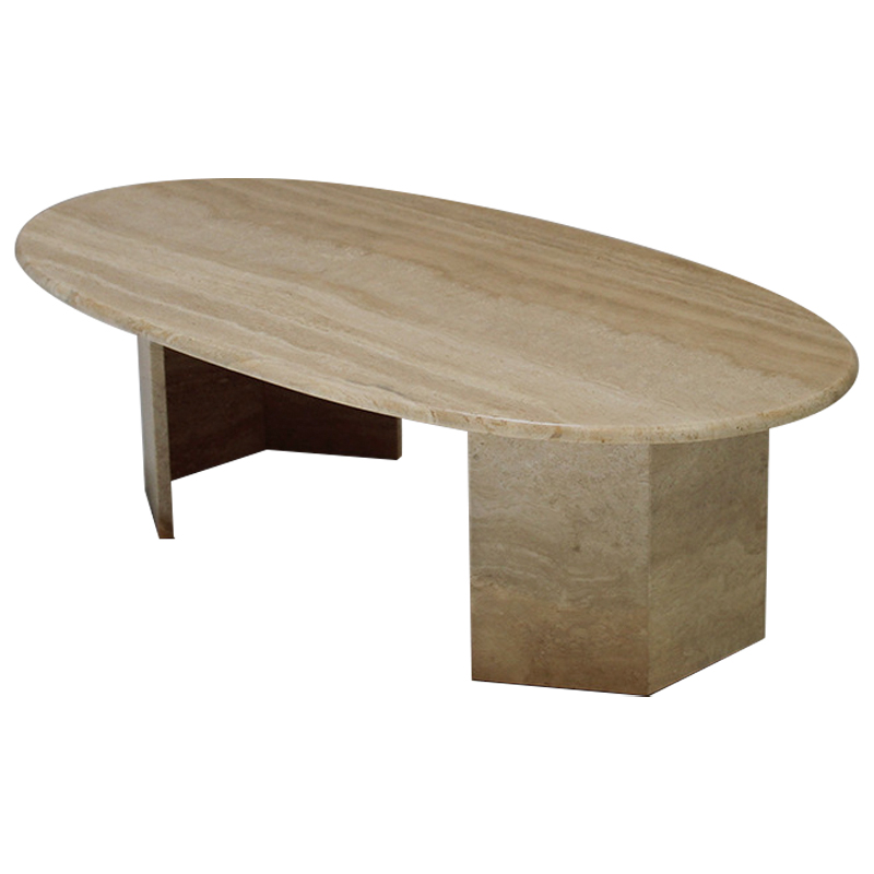 Кофейный стол Oval Travertine Coffee Table Коричневый в Екатеринбурге | Loft Concept 