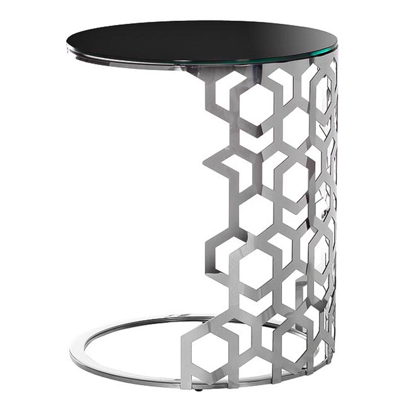 Приставной стол Yen Geometry Side Table silver 60 Серебряный в Екатеринбурге | Loft Concept 