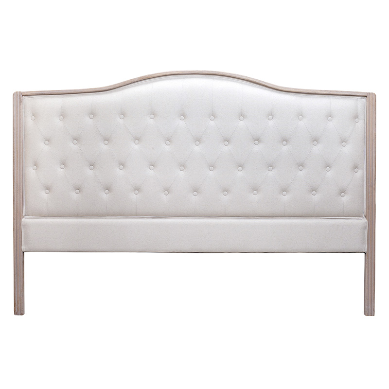 Изголовье кровати бежевое с мягкой обивкой из рогожки и льна Agatha Headboard Бежевый Коричневый в Екатеринбурге | Loft Concept 