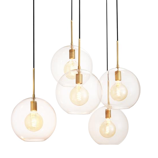 Люстра Chandelier Tango 5 light Латунь Античная полированная Темная бронза Прозрачное Стекло в Екатеринбурге | Loft Concept 