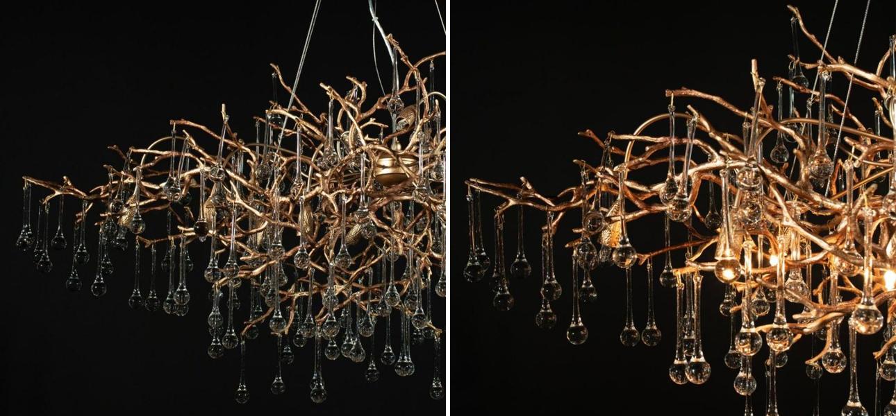 Люстра Crystal Drops Gold 125 см - фото №1