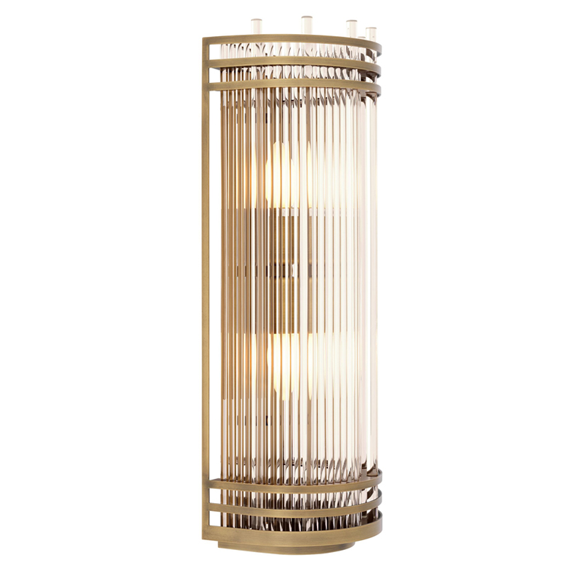 Бра Eichholtz Wall Lamp Gulf L Brass Латунь Античная полированная Прозрачный в Екатеринбурге | Loft Concept 